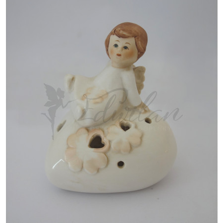 Porcelánové srdíčko s andílkem