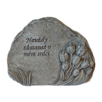 Náhrobní kámen zdobený tulipány - šedý