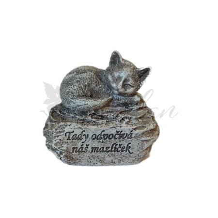 Šedý kámen s kočičkou