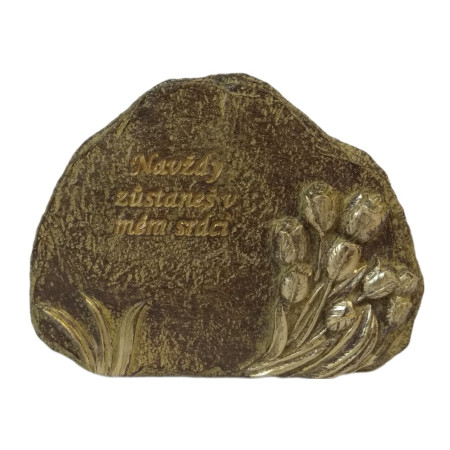 Náhrobní kámen zdobený tulipány - hnědý