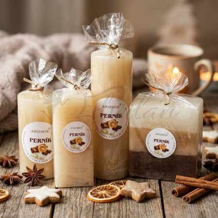 Svíčka kostka/4 knoty -  perník